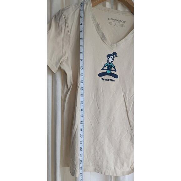 Life Is Good T Shirt Cream Yoga Breathe SZ Large Women - Picture 5 of 5